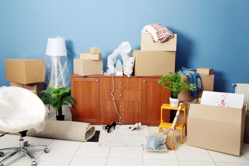 Student removals planning in Westkensington with packed boxes