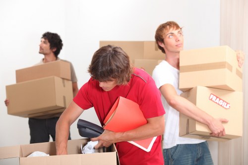 Organized packing materials and labeled boxes for Westkensington relocation services