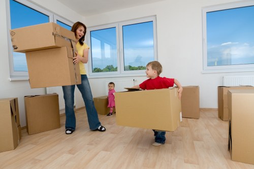 Protected furniture being loaded for transport