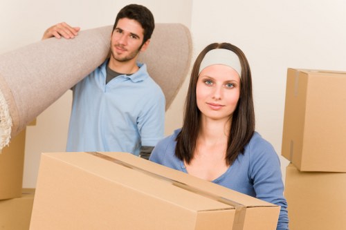 Staff using safety procedures during a removal job