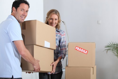 Packed office furniture and IT equipment ready for a commercial move